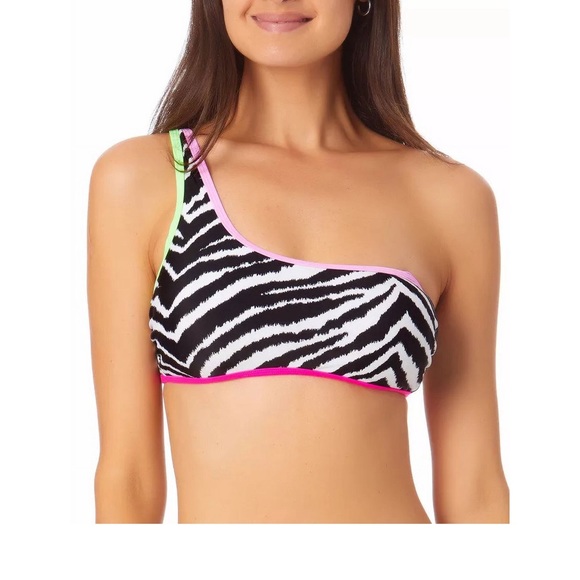 California Waves Other - Zebra Printed One Shoulder Bikini Top